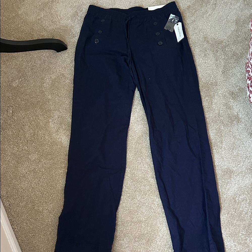 Nautica Dark Blue Buttoned Trousers